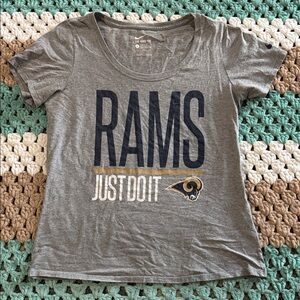 Nike Gray Rams Football Just Do It T-Shirt Tee Shirt Top Womans sz Large